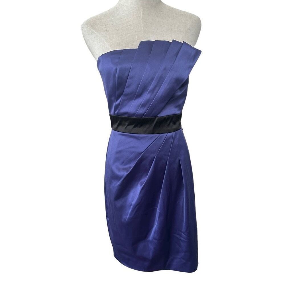 Max and Cleo Milly strapless blue poppy dress